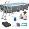 5.49m x 2.74m x 1.22m Bestway stačiakampis karkasinis lauko baseinas su smėlio filtru ir kopetėlėm 56466