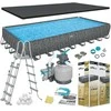 9.56m x 4.88m x 1.32m Bestway stačiakampis karkasinis lauko baseinas APX365, pilkas 561KJ
