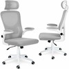 Biuro kėdė su tinklelio atlošu, reguliuojamu aukščiu, ergonomišku dizainu, pakreipimo mechanizmu, pilka darbo kėdė