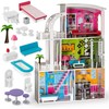 Ricokids Didelis trijų aukštų medinis lėlių namelis + baldai + terasa + liftas