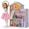 Ricokids Didelis trijų aukštų medinis lėlių namelis + baldai + terasa