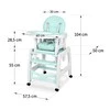 Ricokids Turkio spalvos 5-in-1 aukšta kėdutė, daugiafunkcinė maitinimo kėdutė su reguliuojamu padėklu, konvertuojama kūdikio kėdutė kūdikiams ir mažiems vaikams