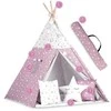 Palapinė vaikams Nukido Teepee, su šviesomis, rožinė su žvaigždėmis