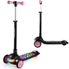 Vaikiškas Ricokids Glowi triračio balansinis paspirtukas su LED, juodos ir rožinės spalvos