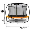 12 pėdų / 374 cm profiliuotas sodo batutas su vidiniu tinklu „Neo-Sport“