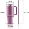 Berdsen rožinis vakuuminis termosas-puodelis su šiaudeliu 1180 ml