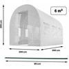 Šiltnamis 2 x 3 m (6 m2) baltas Plonos