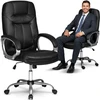 Ekologiškos odos biuro kėdė, ergonomiška kompiuterio kėdė, juoda vadovo kėdė, reguliuojamo aukščio biuro kėdė, patogi darbo kėdė