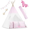 Ricokids Vaikiška tipi palapinė su lemputėmis - rožinė su taškeliais