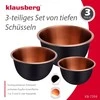 Misy, Dubenėliai, plieniniai, juodi, 3 vnt. rinkinys: 1,6 l, 3 l ir 5 l, Klausberg
