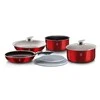 9 DALIES PUODŲ RINKINYS. CLICK &amp; COOK BERLINGER HAUS METALLIC LINE BURGUNDY BH-6145