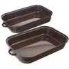 Orion Kepimo indas emaliuota su dangčiu stačiakampio formos BROWN 14 l, 46x27,5 cm