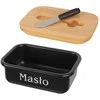 CHLEBAK METALOWY JUODA Z DESKĄ DO KROJENIA + MASELNICZKA + NÓŻ BRUNBESTE BB-2777