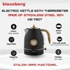 Virdulys, Elektrinis virdulys su termometru, nerūdijančio plieno, juodas su mediena, 1,7 l, 1850–2200 W, klausberg, kb-7907