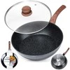 Aliumininė keptuvė su granitine danga ir stiklo dangčiu Vilde Juodas&amp;Wood 28 cm, 3,5 l