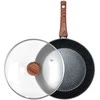 Aliumininė keptuvė su granitine danga ir stiklo dangčiu Vilde Juodas&amp;Wood 28 cm, 3,5 l