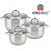 King Hoff Rinkinys Kinghoff Kinghoff 6 dalių puodų rinkinys, plieno, skersmuo 18, 20, 24 cm