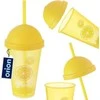 Orion Gėrimų puodelis su dangteliu ir šiaudeliu 450 ml, geltonas