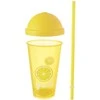 Orion Gėrimų puodelis su dangteliu ir šiaudeliu 450 ml, geltonas