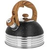 Plieninis virdulys su švilpuku indukcinei viryklei 2,5 l, juodas marmuras, medinė rankena BRUNBESTE BB-2476