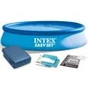 Intex Apvalus antžeminis baseinas, 366 x 76 cm, su uždangalu, šeimos naudojimui, lengvas surinkimas, patvari PVC konstrukcija, vasaros sodo baseinas