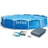 Intex Apvalus karkasinis baseinas, 366 x 76 cm, su uždangalu, sodui ir kiemui, lengvai surenkamas baseinas, šeimos baseinas