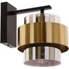 Candellux Spiega sieninis šviestuvas juodas+žalvarinis 1x60w E27 dūminis gaubtas