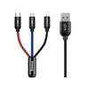 Baseus 3in1 kabelis USB-C / Lightning / Micro 3.5A 0.3m - Juodas