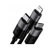 3in1 USB laidas Baseus StarSpeed Series, USB-C + Micro + Lightning 3.5A, 1.2m (juodas)