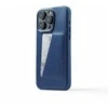 Dėklas Troubadour Goods Limited Mujjo Full Leather Wallet Case – dėklai, sukurti iPhone 15 Pro Max, suderinami su MagSafe (monaco mėlynas)