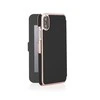 Pipetto Slim Wallet Mirror Case for iPhone XR - Juodas/Rose Gold