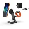 Satechi 3-in-1 Qi2 25W Foldable Charging Stand - składana kroviklis bezprzewodowa Qi2 25W do trzech urządzeń, kabelis oraz adaptery US/CAN/EU/UK w zestawie (space juodas)