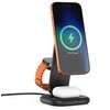 Satechi 3-in-1 Qi2 25W Foldable Charging Stand - składana kroviklis bezprzewodowa Qi2 25W do trzech urządzeń, kabelis oraz adaptery US/CAN/EU/UK w zestawie (space juodas)