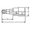 1/2" rankinis lizdas su Torx TX25/60 mm antgaliu, Koken [4025-60 T25]