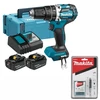 akumuliatorinė wiertarko-wkrętarka smūginis 18V, Makita [DHP484RTJ] 2x5,0Ah, + Dovana