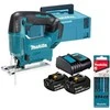 akumuliatorinė dėlionė 18V, 65mm, Makita [DJV186SFJ] 2x3,0Ah, LXT + komplektas 5 pjūklo geležtės
