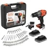 Black &amp; Decker Juodas &amp; Decker Juodas &amp; DECKER 18V Smūginis gręžtuvas (with 2 x 18V 2.0Ah batteries with charge status indicator, 1A charger and 80 accessories) | BCD383D2XKA-QW | 2.0 Ah