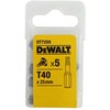 rinkinys 5 vnt 1/4" antgaliai Torx varžtams, dydis TX40/25mm, DeWalt [DT7259-QZ].