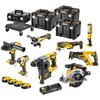 Komplektas Combo 8 akumuliatoriniai įrankiai 18 V ličio jonų XR 4x5.0Ah, DCD996, DCF887, DCS565, DCS367, DCS356, DCH273, DCG405, DCL050, TStak DeWalt [DCK853P4T-QW] 3 dėžės ir vežimėlis