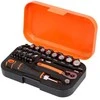Bahco 1/4" Square Drive Socket and Bit Set with Metric Hex Profile and Ratcheting Bit Holder - 34 Pcs