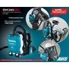 Makita DVC265ZXU Akumuliatorinis dulkių siurblys (kuprinė) 2x18 V Li-ion, AWS, Be akumuliatorių ir kroviklio!