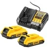 De Walt Akumuliatorius DeWalt DCB1104D2-QW; 18 V; 2,0 Ah; Li-ion; 2 vnt. + pakrovėjas