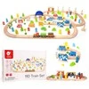 Classic World Didelis medinės traukinių trasos rinkinys su priedais 110 vnt