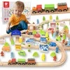 Classic World Didelis medinės traukinių trasos rinkinys su priedais 110 vnt