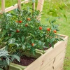 Classic World Wooden Flower Stand on Wheels Garden Cart with Board