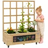Classic World Wooden Flower Stand on Wheels Garden Cart with Board
