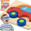 Viga Toys VIGA kūdikio pirmasis medinis dėlionės automobilis