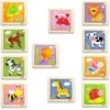 Dėlionė Viga Toys VIGA Wooden Puzzle 12 boards, 4 puzzles each, in a stand