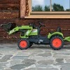 „Falk Claas“ pedalų traktorius su priekaba ir kibiru, žalias, vaikams nuo 2 iki 5 metų