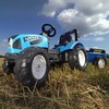 FALK Landini mėlynas pedalų traktorius su priekaba, skirtas 3-7 metų vaikams